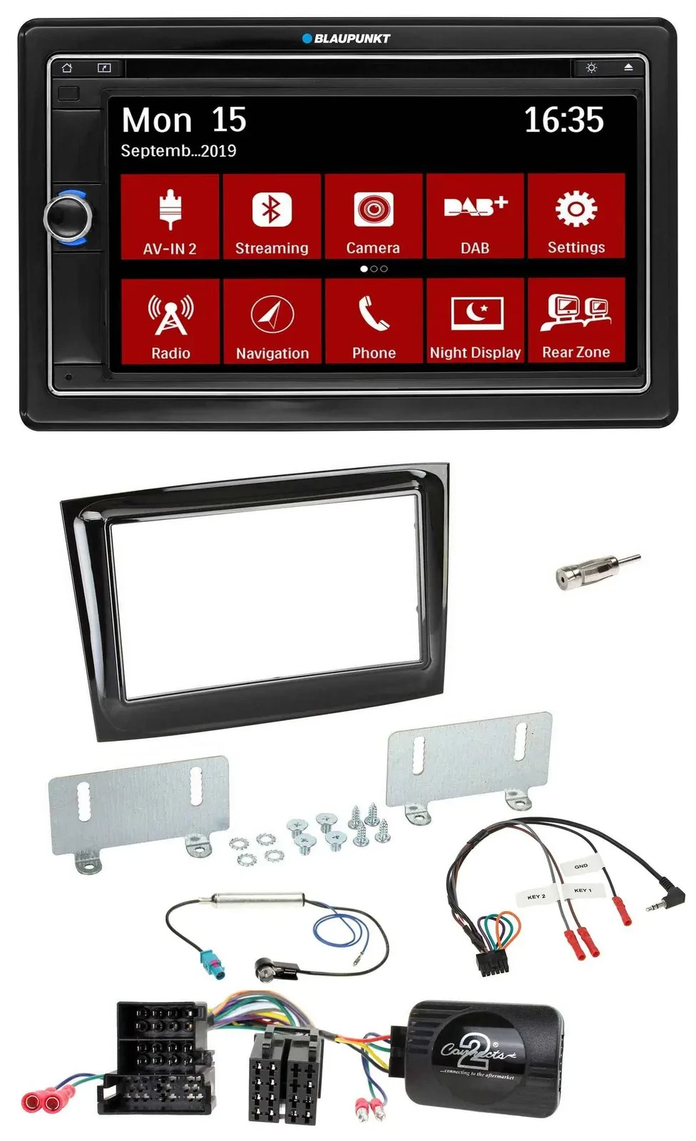 Blaupunkt TMC USB Lenkrad Bluetooth DAB 2DIN Navigation für Fiat Doblo ab 15 Min
