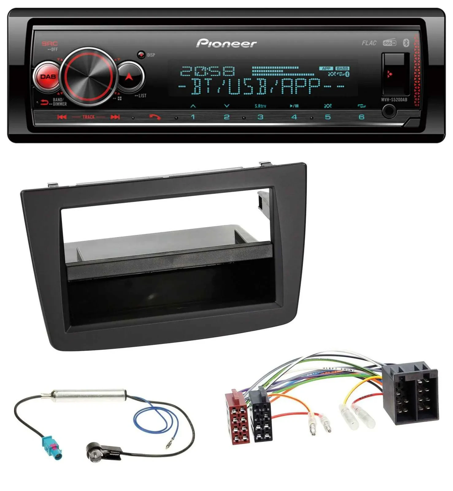Pioneer Bluetooth USB MP3 DAB Autoradio für Alfa Romeo Mito 955 08-14 ISO schwar