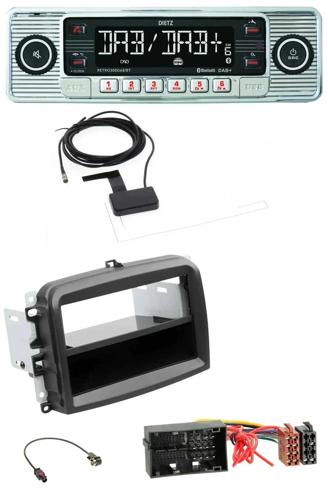 Dietz Bluetooth USB MP3 DAB Autoradio für Fiat 500 L (ab 2012)