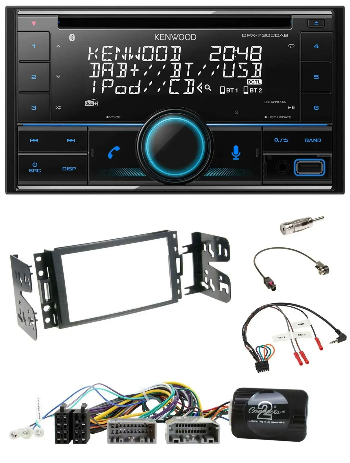 Kenwood CD 2DIN DAB USB Lenkrad Bluetooth Autoradio für Jeep Grand Cherokee 2011