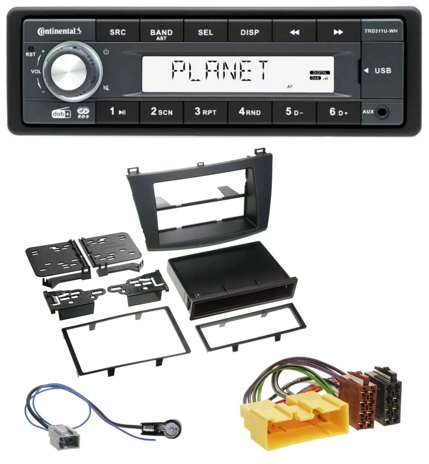 Continental MP3 AUX USB DAB 1DIN Autoradio für Mazda 3 (ab 2009)