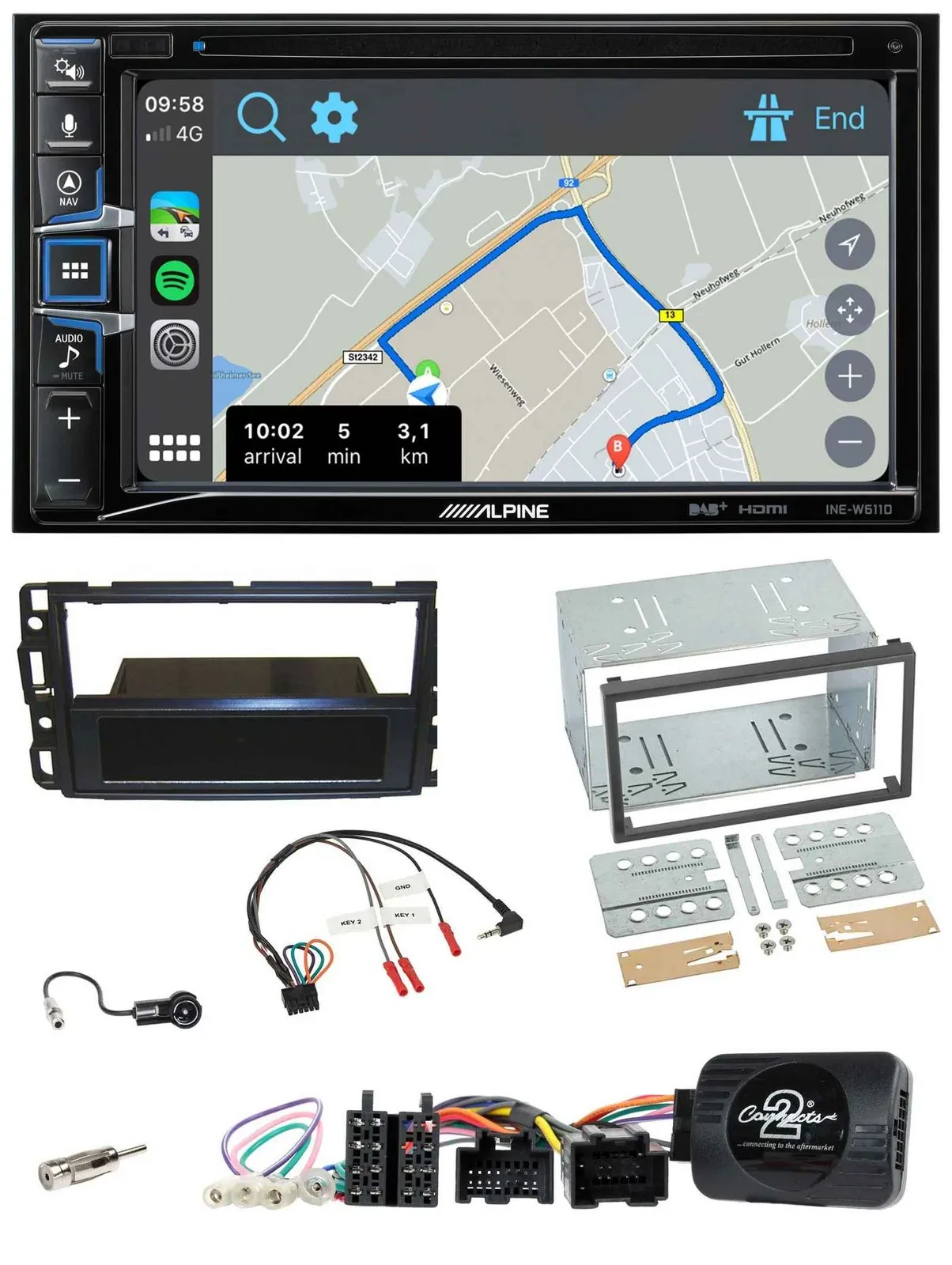 Alpine DAB TMC Bluetooth 2DIN USB Lenkrad Navigation für Cadillac BLS YSCF 2006-
