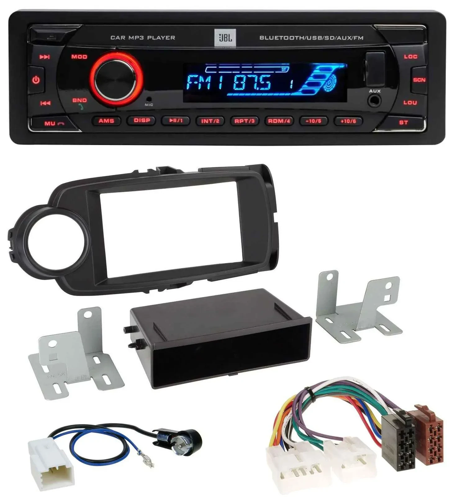 JBL AUX MP3 USB Bluetooth SD Autoradio für Toyota Yaris (11-14) - schwarz