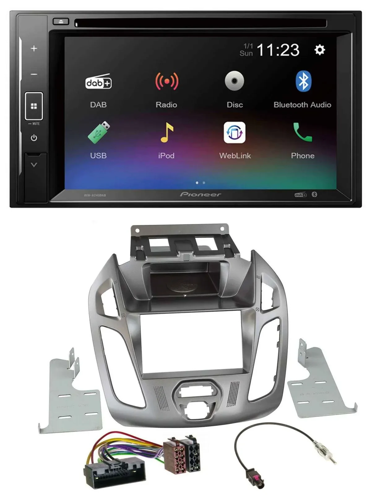 Автомагнитола для Ford Transit 2013–2018 Pioneer 2DIN, Bluetooth, USB, DAB, DVD