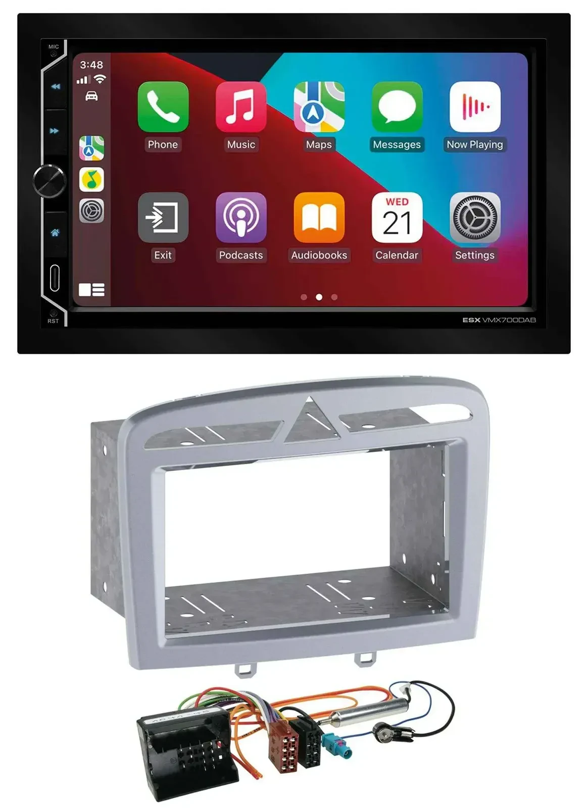 Автомагнитола для Peugeot 308 (2009–2013) ESX 2DIN DAB USB MP3 Bluetooth тёплое серебро