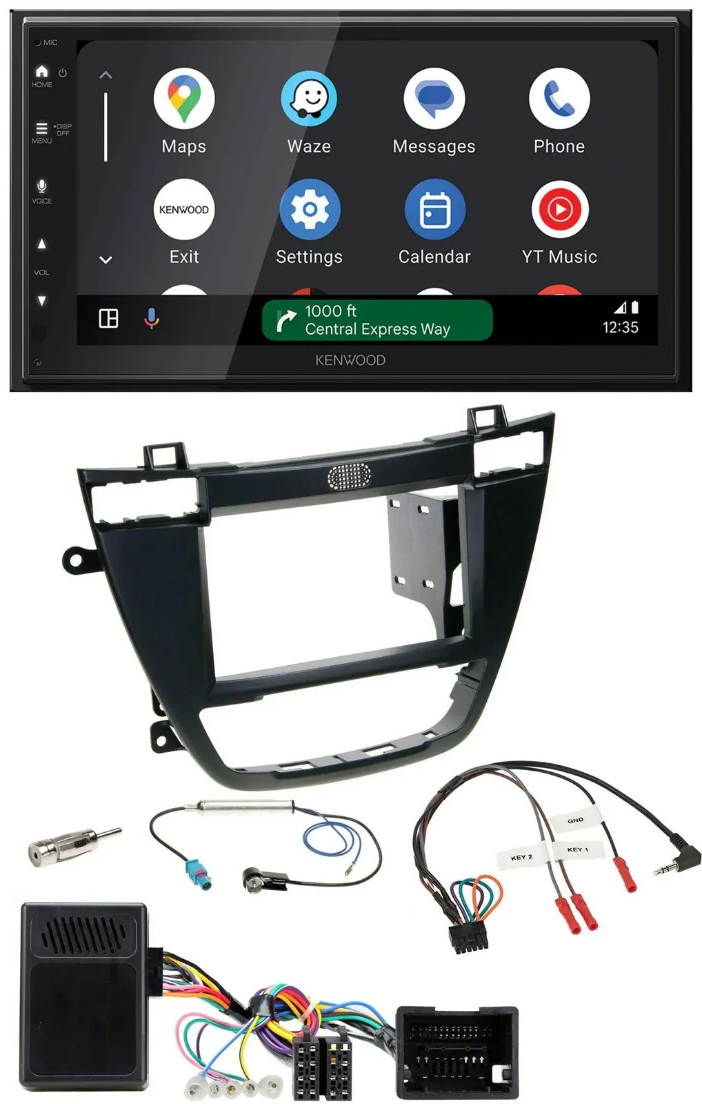 Автомагнитола Kenwood 2DIN DAB, Bluetooth, USB, для Opel Insignia (с 2008), черный