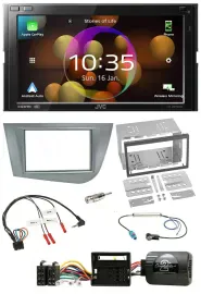 JVC DAB Lenkrad 2DIN Bluetooth USB Autoradio für Seat Leon 2005-2012 silber