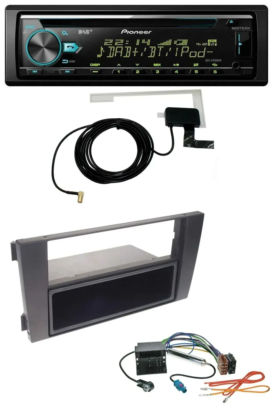 Автомагнитола Pioneer MP3 CD USB AUX DAB для Audi A6 (C5) 2001–2005, разъём Quadlock