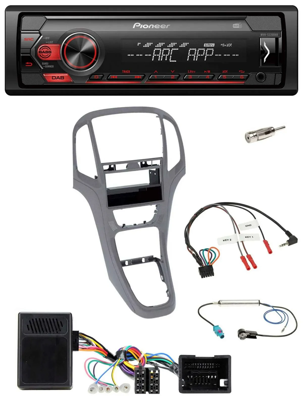 Pioneer DAB 1DIN MP3 Lenkrad USB Autoradio für Opel Astra J ab 2009 Titan grau