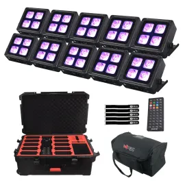 JMAZ Lighting JZ1040 MAD PAR 4IP RGBWA+UV LED Uplights 10-Pack w Case