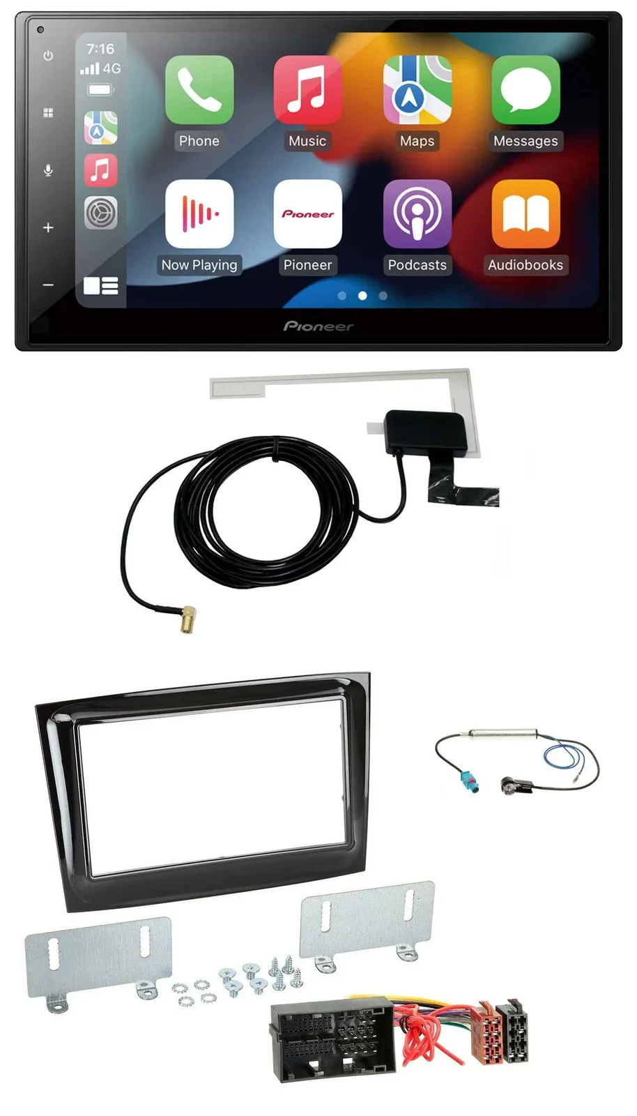 Автомагнитола для Fiat Doblo (с 2015) Pioneer 2-DIN MP3 USB Bluetooth DAB, чёрный (piano black)