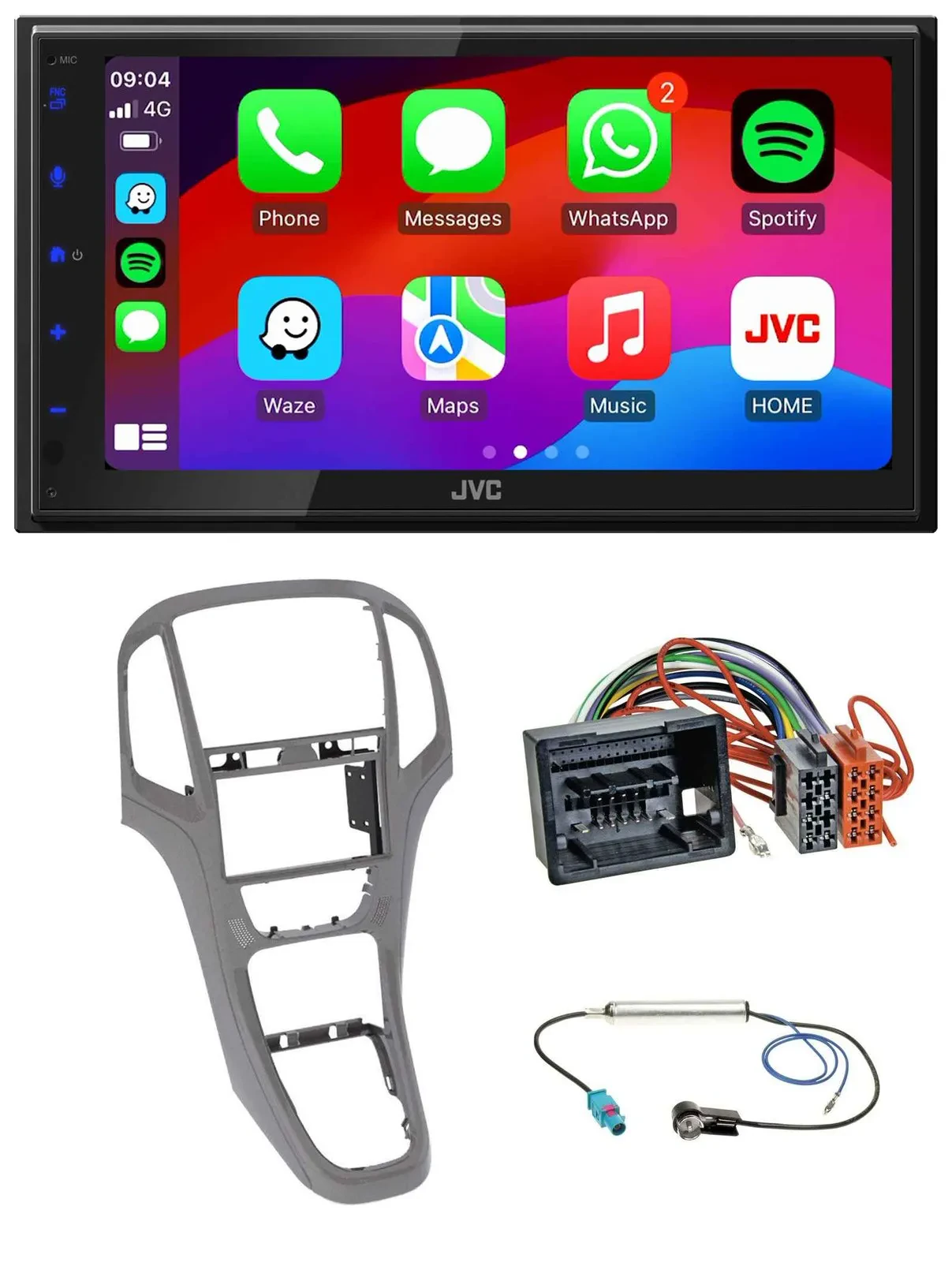 JVC Bluetooth 2DIN MP3 DAB USB Autoradio für Opel Astra J ab 09 Titangrau