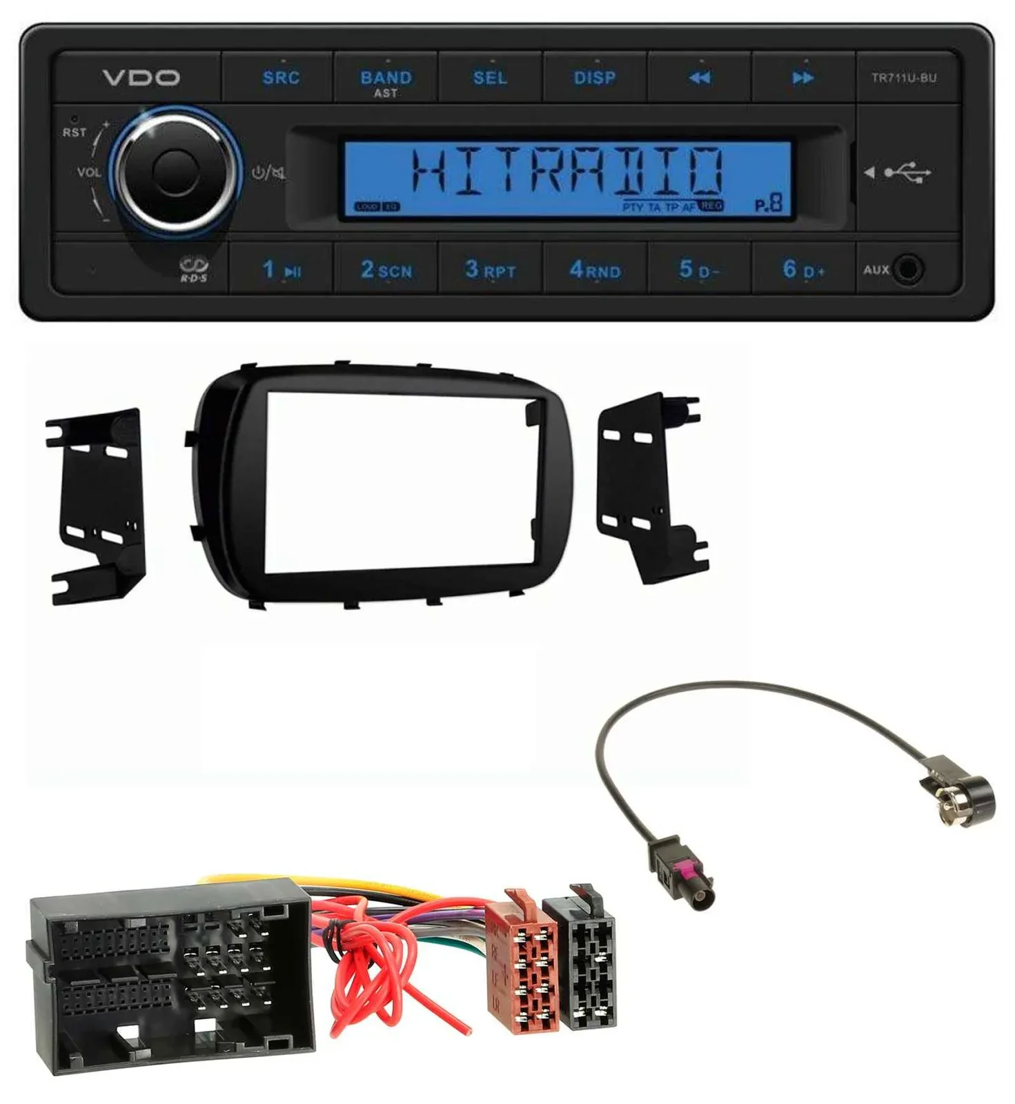 VDO AUX 1DIN MP3 USB Autoradio für Fiat 500X (ab 2015)