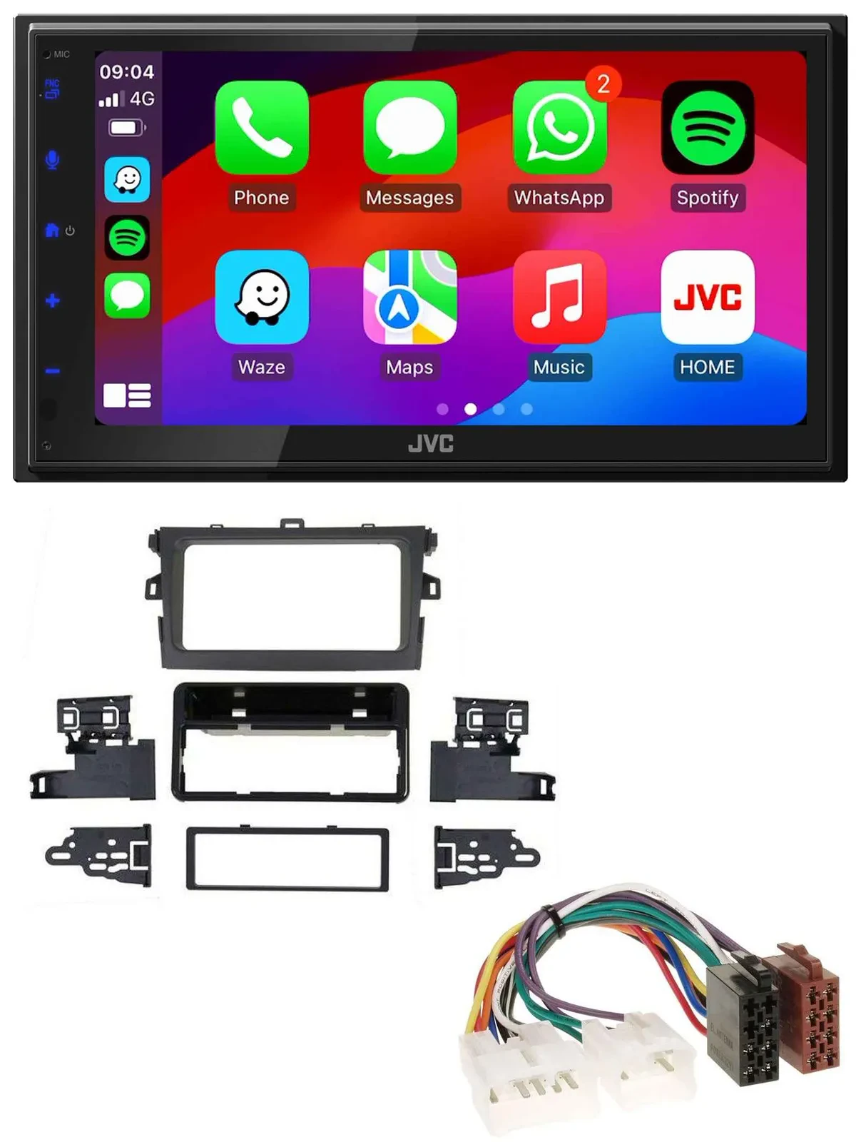 JVC Bluetooth 2DIN MP3 DAB USB Autoradio für Toyota Corolla 2009-2013 silber