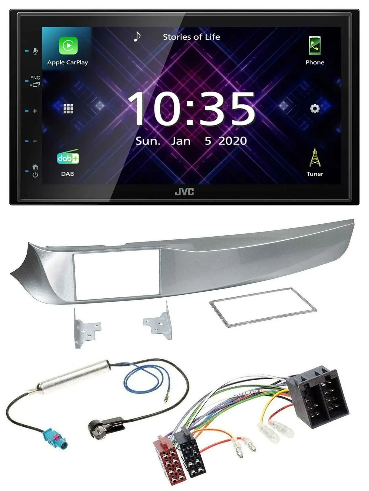 JVC DAB 2DIN MP3 Bluetooth USB Autoradio für Alfa Giulietta 05/2010-10/2013 silb