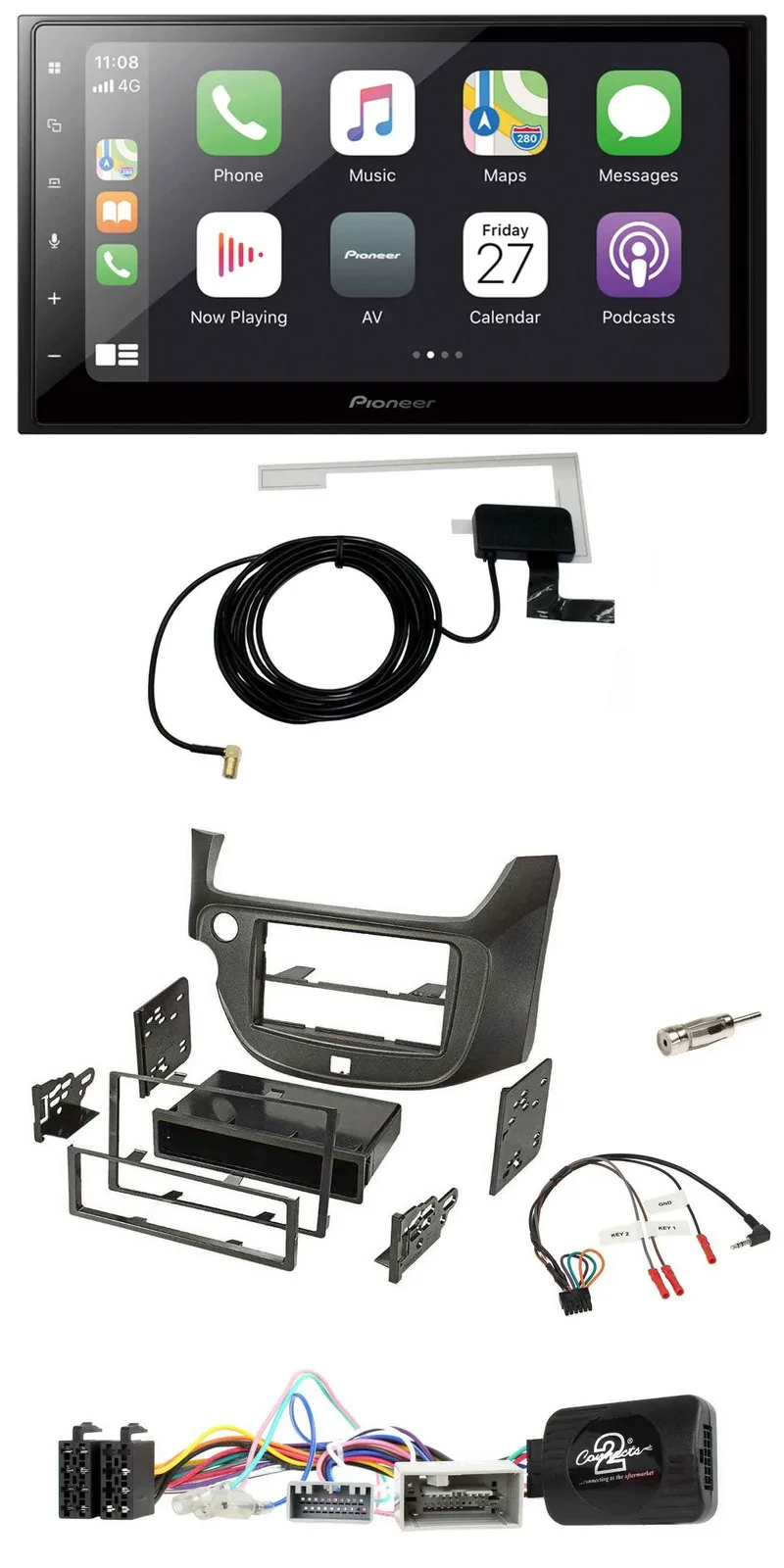 Автомагнитола для Honda Jazz (с 2014) Pioneer 2-DIN USB Bluetooth DAB тёмно-серый