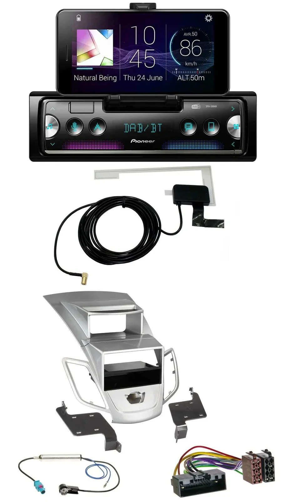 Pioneer DAB Bluetooth MP3 USB Autoradio für Ford Fiesta Display 10-17 silber