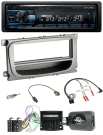 Alpine USB Bluetooth DAB Lenkrad Autoradio für Ford S-Max Mondeo Can 07-14 Ablag