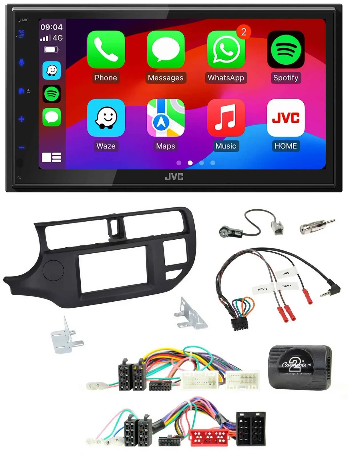 JVC Bluetooth USB Lenkrad 2DIN DAB Autoradio für Kia Rio UB 11-15 schwarz