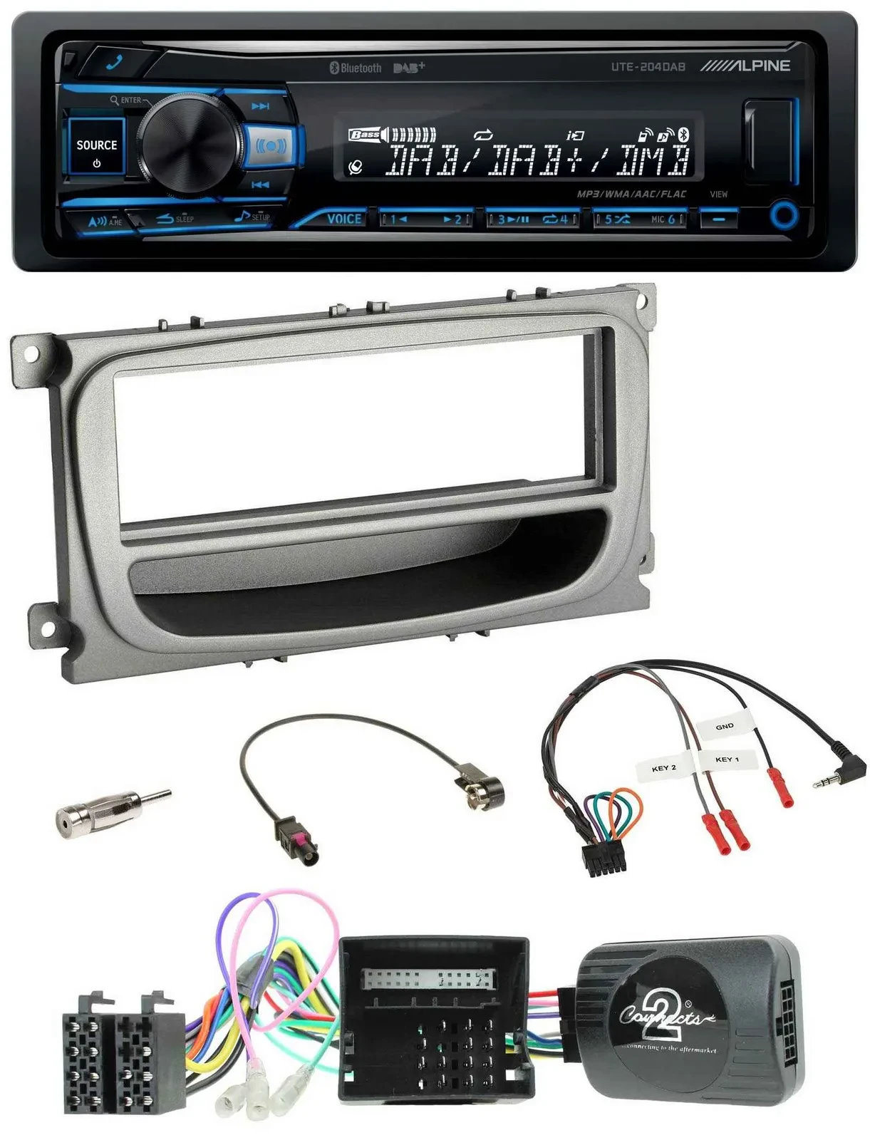 Alpine USB Bluetooth DAB Lenkrad Autoradio für Ford S-Max Mondeo Can 07-14 Ablag
