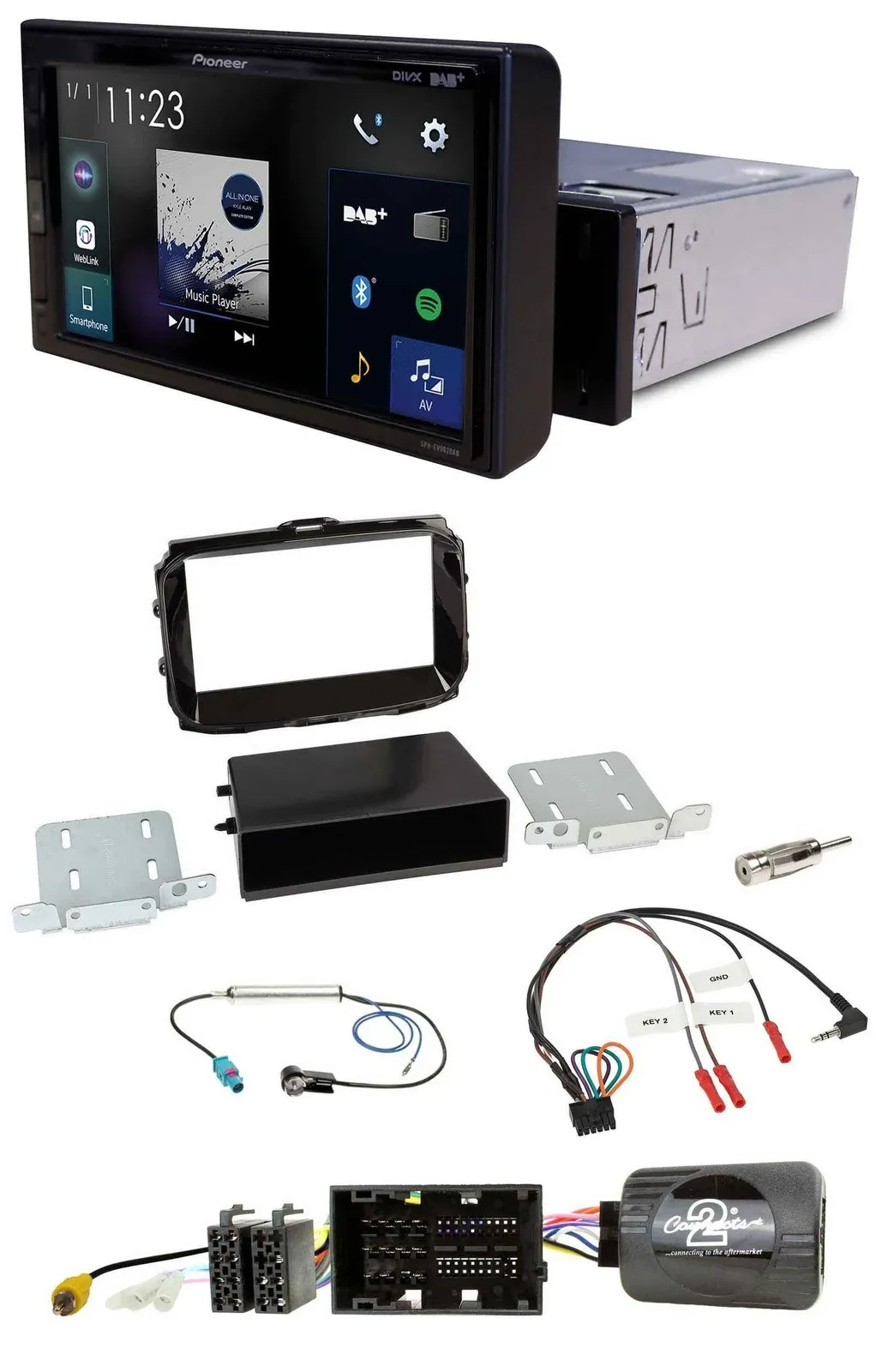 Pioneer DAB Lenkrad Bluetooth USB Autoradio für Alfa Giulietta 13-21 piano-schwa