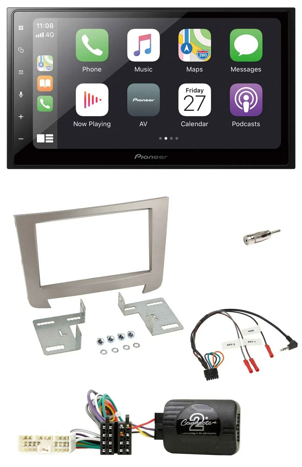 Pioneer Lenkrad Bluetooth DAB 2DIN USB Autoradio für SSangYong Rexton ab 2013