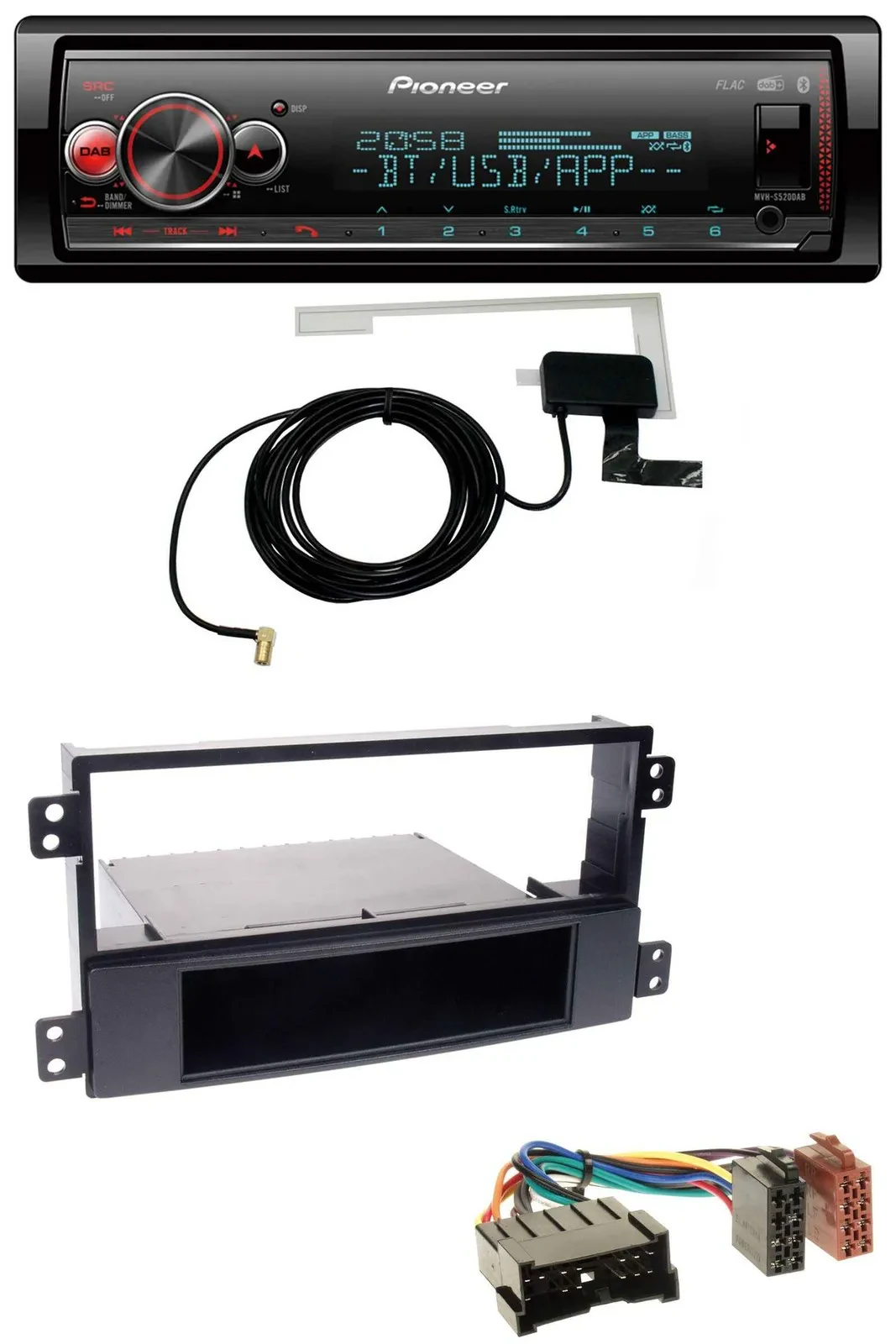 Автомагнитола Pioneer Bluetooth DAB USB MP3 для Hyundai Sonata NF (2002–2005) черная