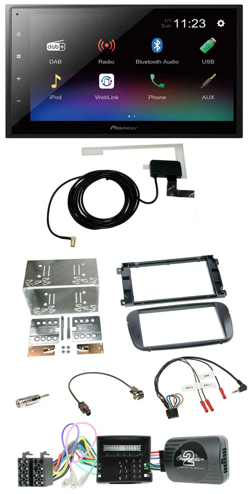 Автомагнитола Pioneer 2DIN DAB Bluetooth USB для Ford S-Max/Mondeo с поддержкой управления на руле