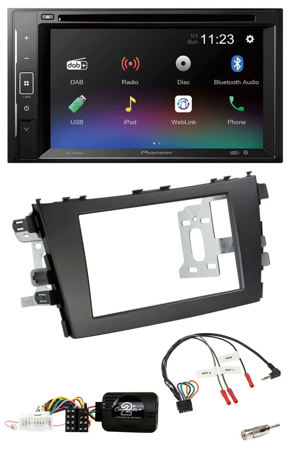 Автомагнитола Pioneer 2 DIN Bluetooth DAB DVD USB для Suzuki Celerio LF