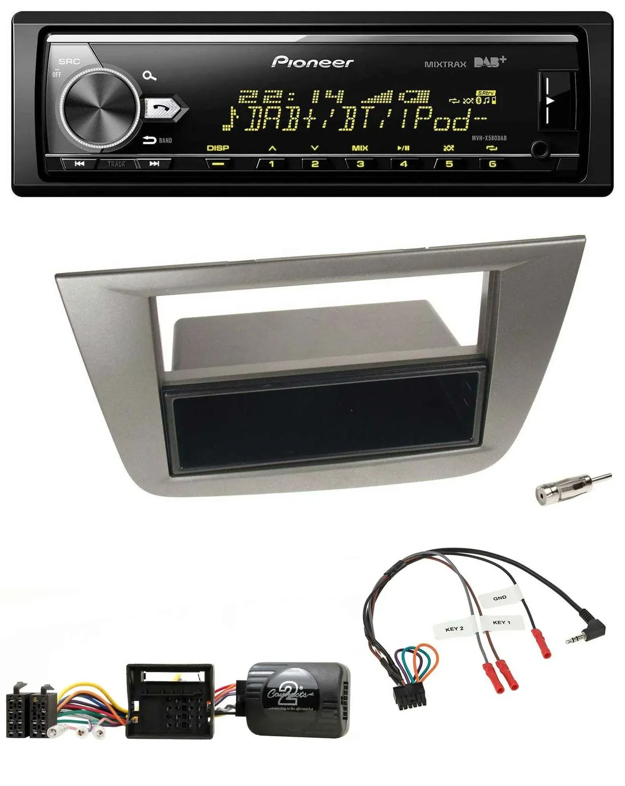 Автомагнитола Pioneer Bluetooth USB DAB для Seat Toledo/Altea 2004–2009, антрацит