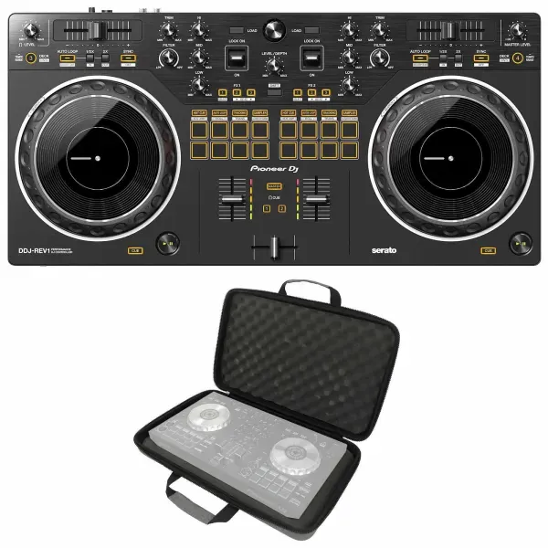 DJ-контроллер с джогом Pioneer DDJ-REV1 Black с чехлом