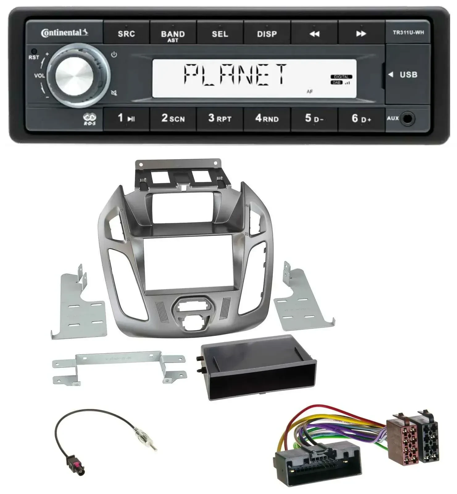 Continental USB MP3 AUX 1DIN Autoradio für Ford Transit Connect mit Display 12-1
