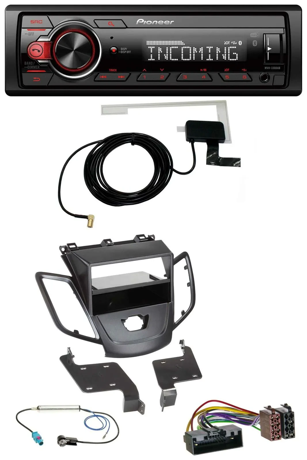 Автомагнитола для Ford Fiesta Pioneer CD, DAB, USB, AUX, 2010–2017, черный