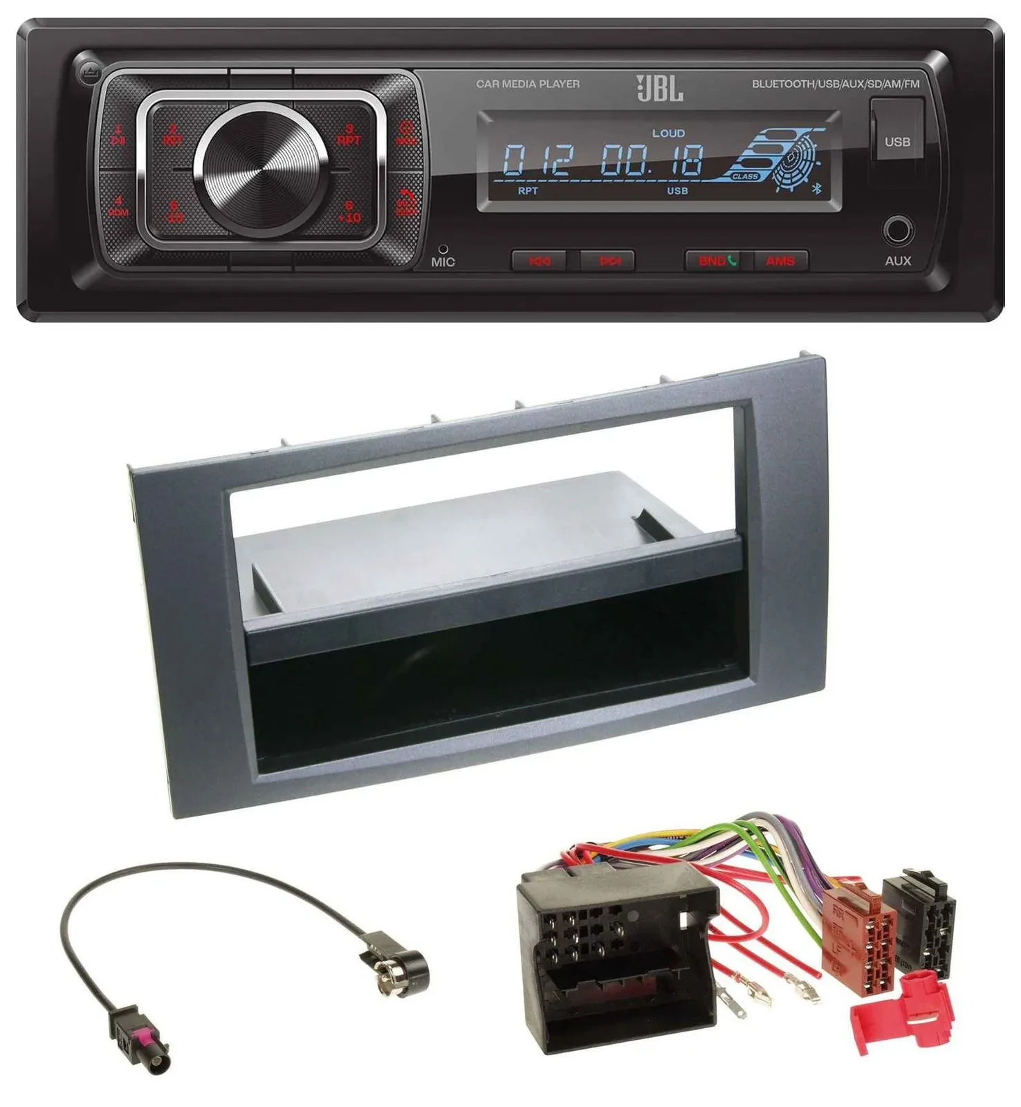 Автомагнитола для Ford Fiesta/Focus (2004–2008) JBL SD/AUX/MP3/USB/Bluetooth, антрацит
