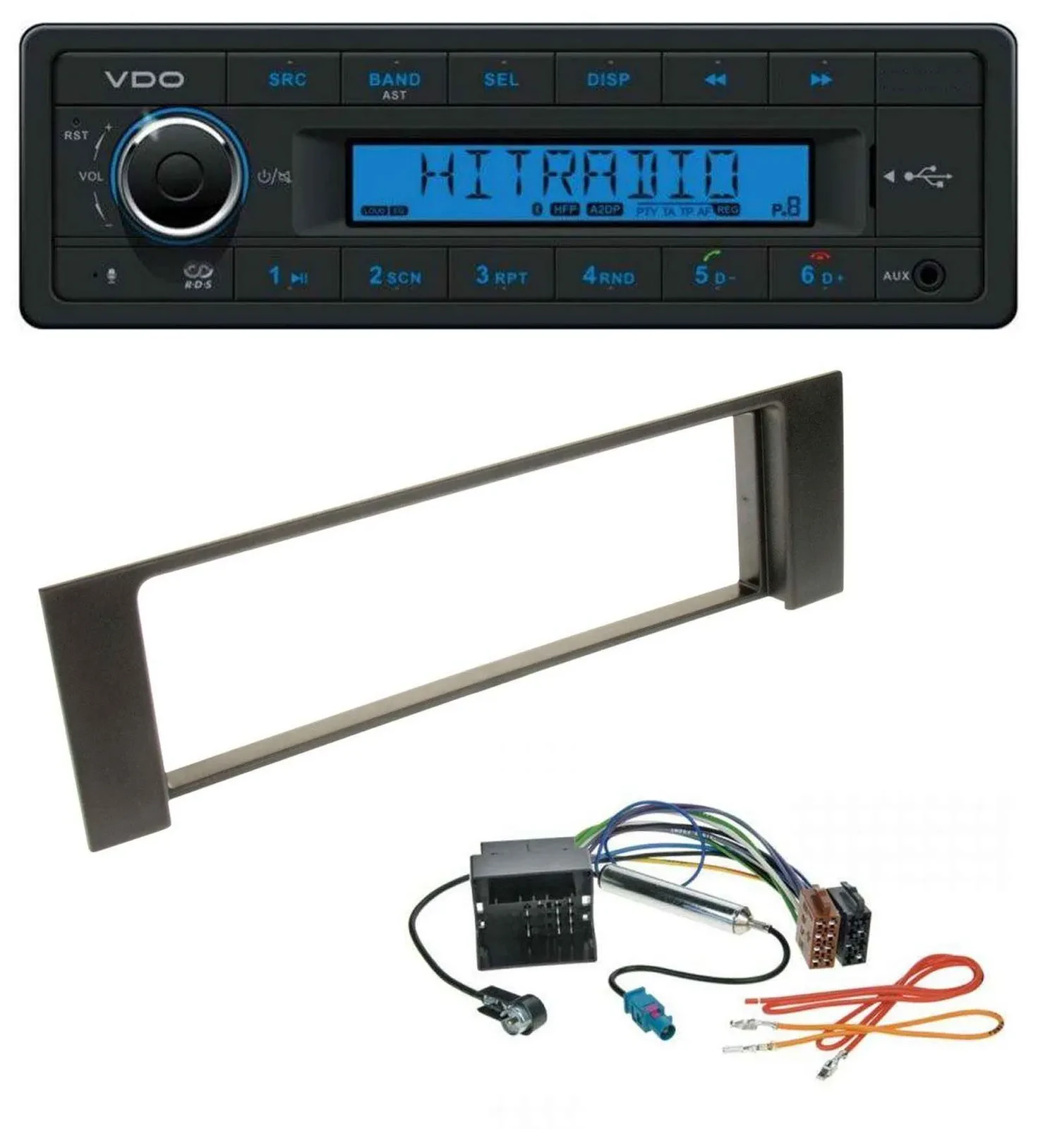 VDO AUX Bluetooth USB MP3 Autoradio für Audi A4 00-04 B6 Quadlock Fakra