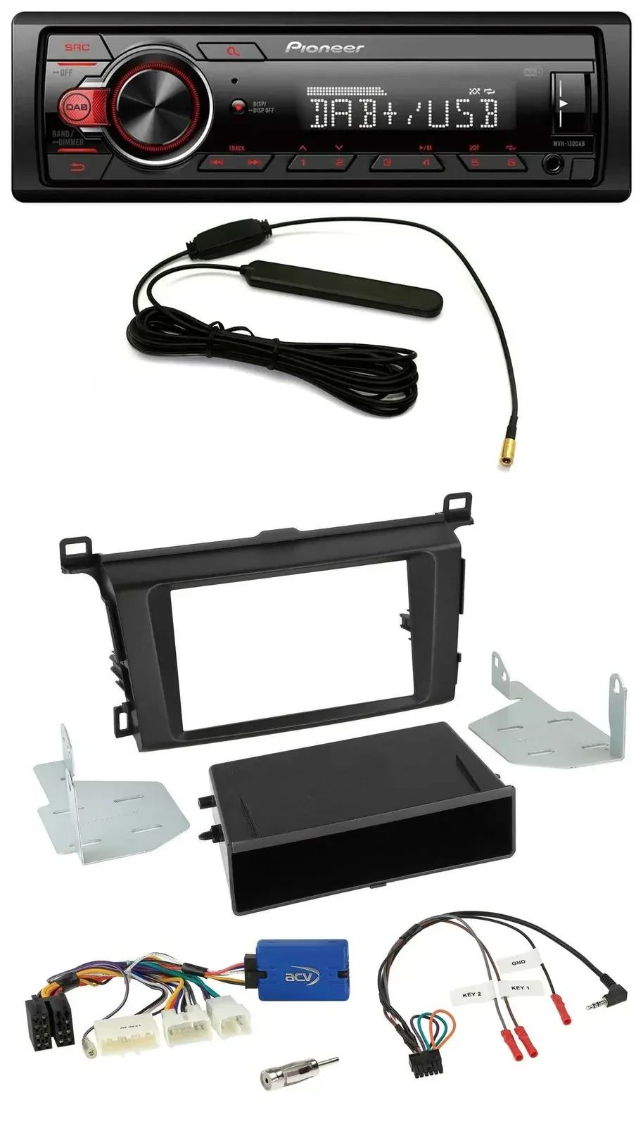 Автомагнитола для Toyota RAV4 (с 2013) Pioneer 1-DIN, DAB, USB, MP3, поддержка управления на руле