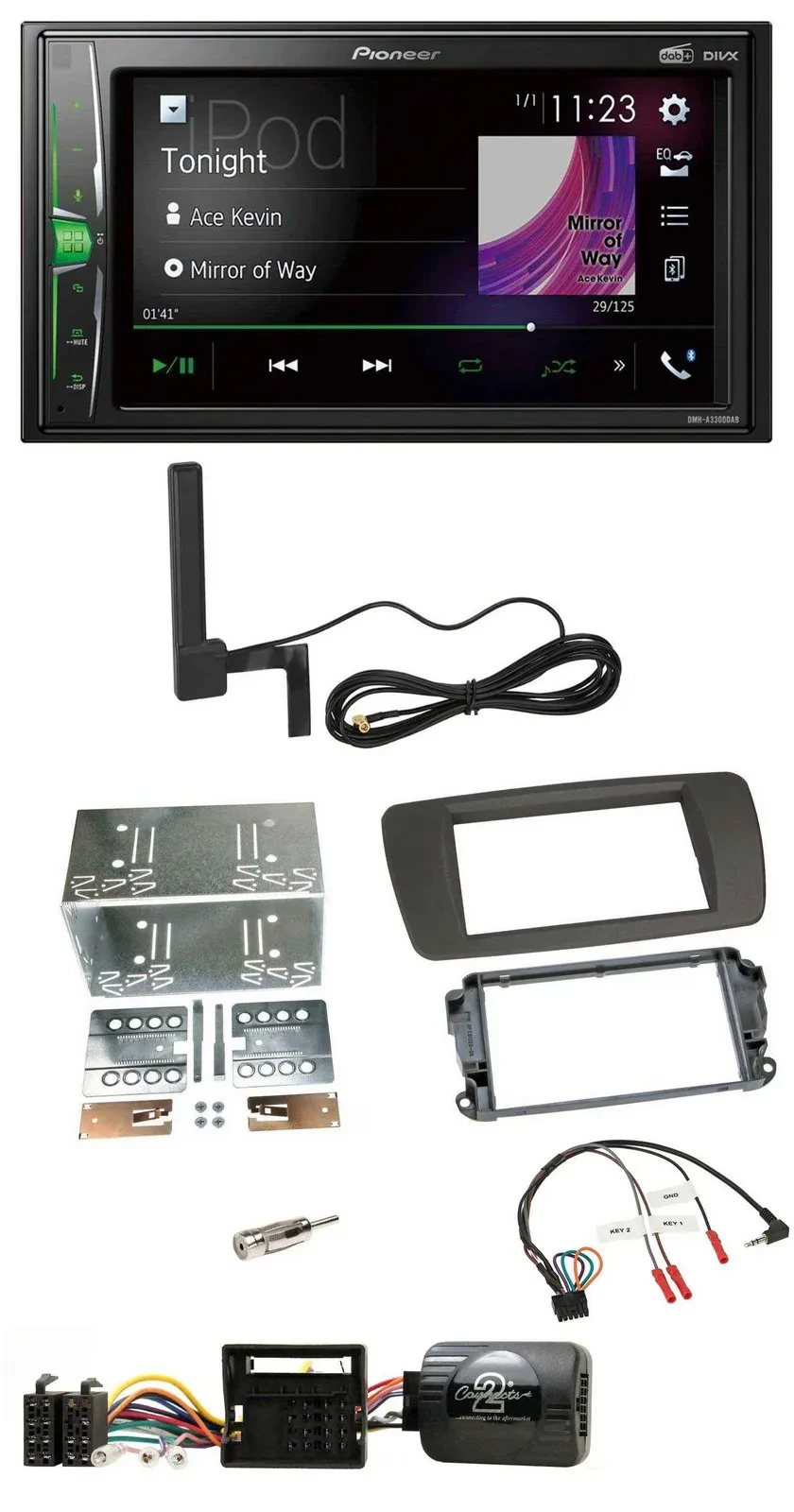 Pioneer MP3 DAB Lenkrad 2DIN Bluetooth Autoradio für Seat Ibiza ab 08 tuam-grey