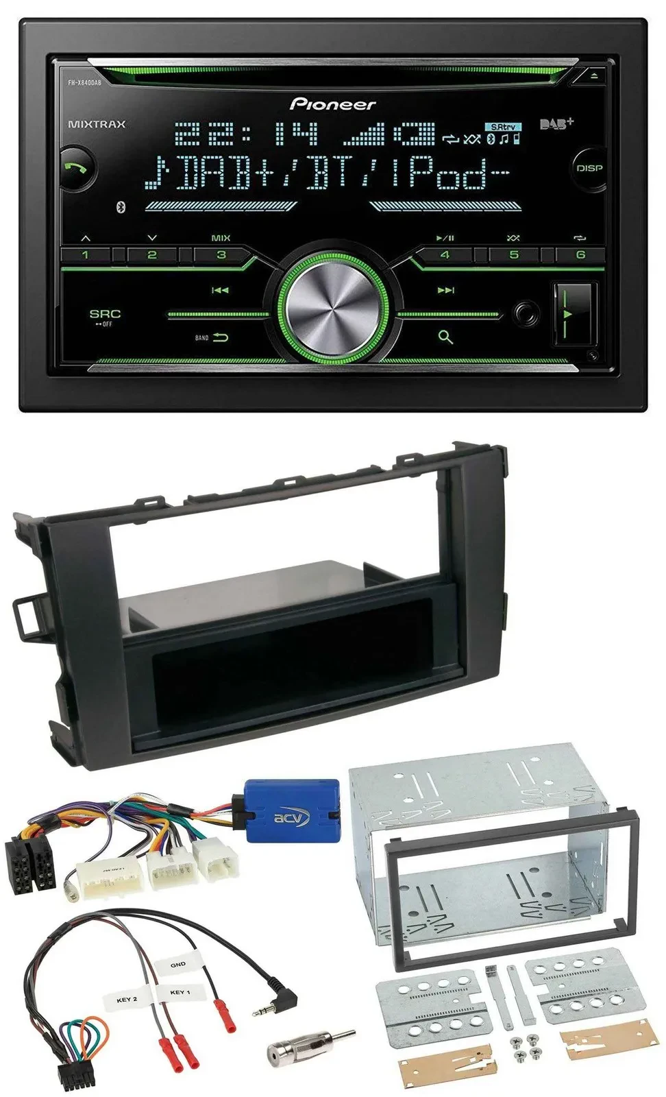 Pioneer Bluetooth Lenkrad DAB 2DIN USB CD Autoradio für Toyota Auris 2011-2012 s