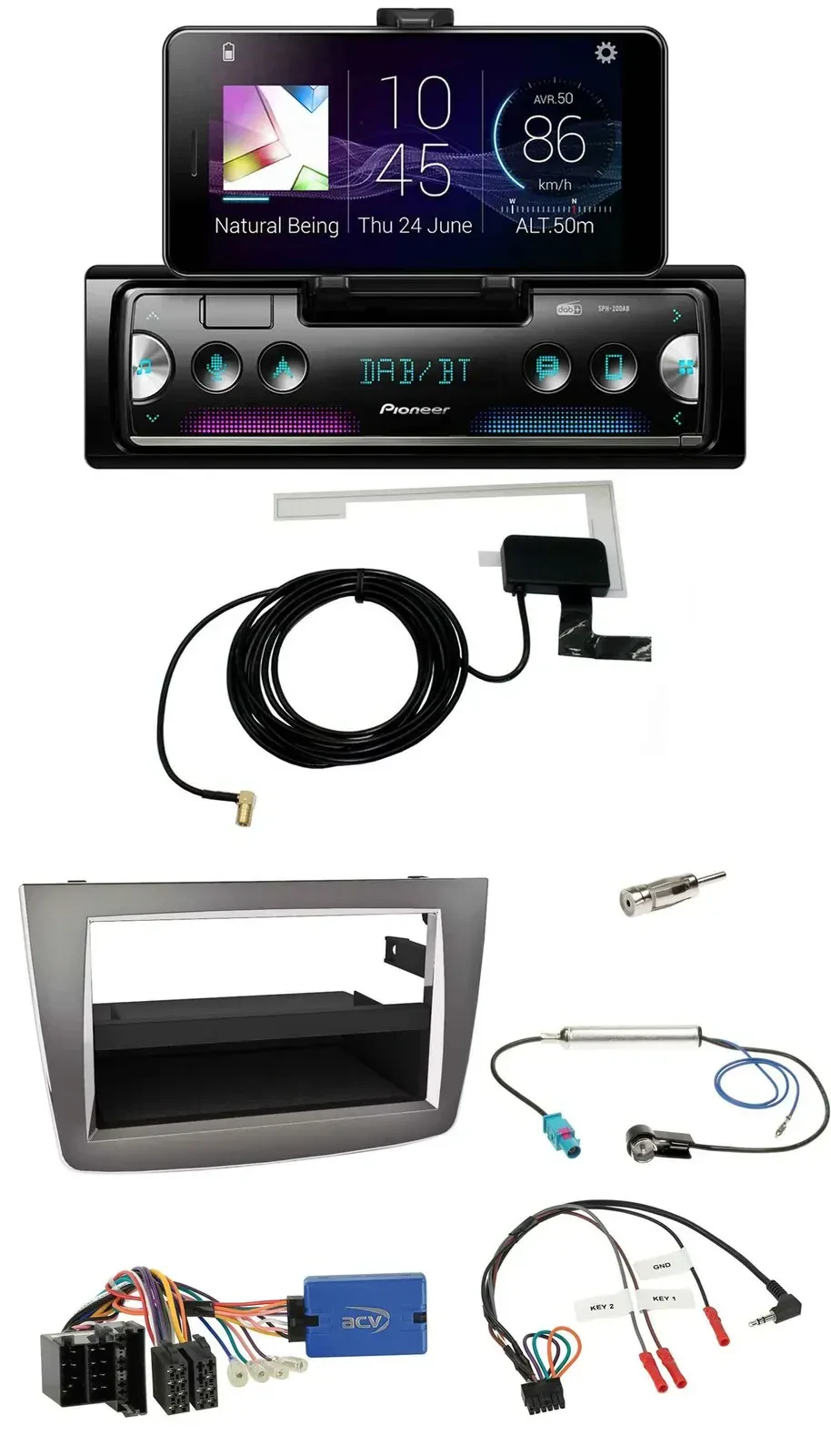 Автомагнитола Pioneer для Alfa Romeo Mito 955 (2013–2018), DAB, Bluetooth, USB, ISO, совместимая с кнопками на руле