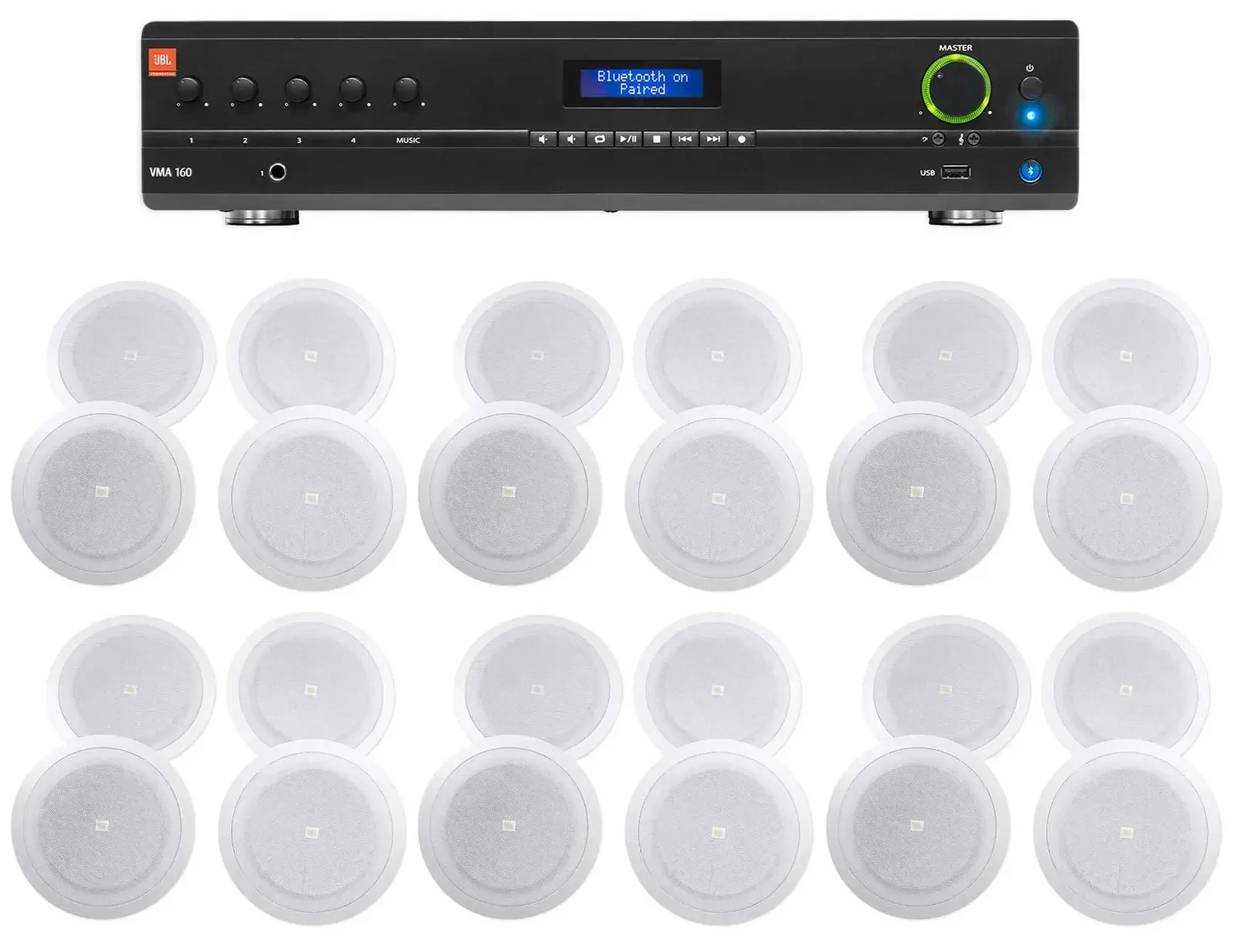 JBL VMA160 60 Watt Amplifier+(24) 8" JBL Speakers For Restaurant/Bar/Cafe