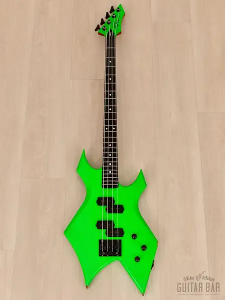 Бас-гитара B.C.Rich NJ Series II Warlock Bass PP Fluorescent Green w/gigbag Japan 1989