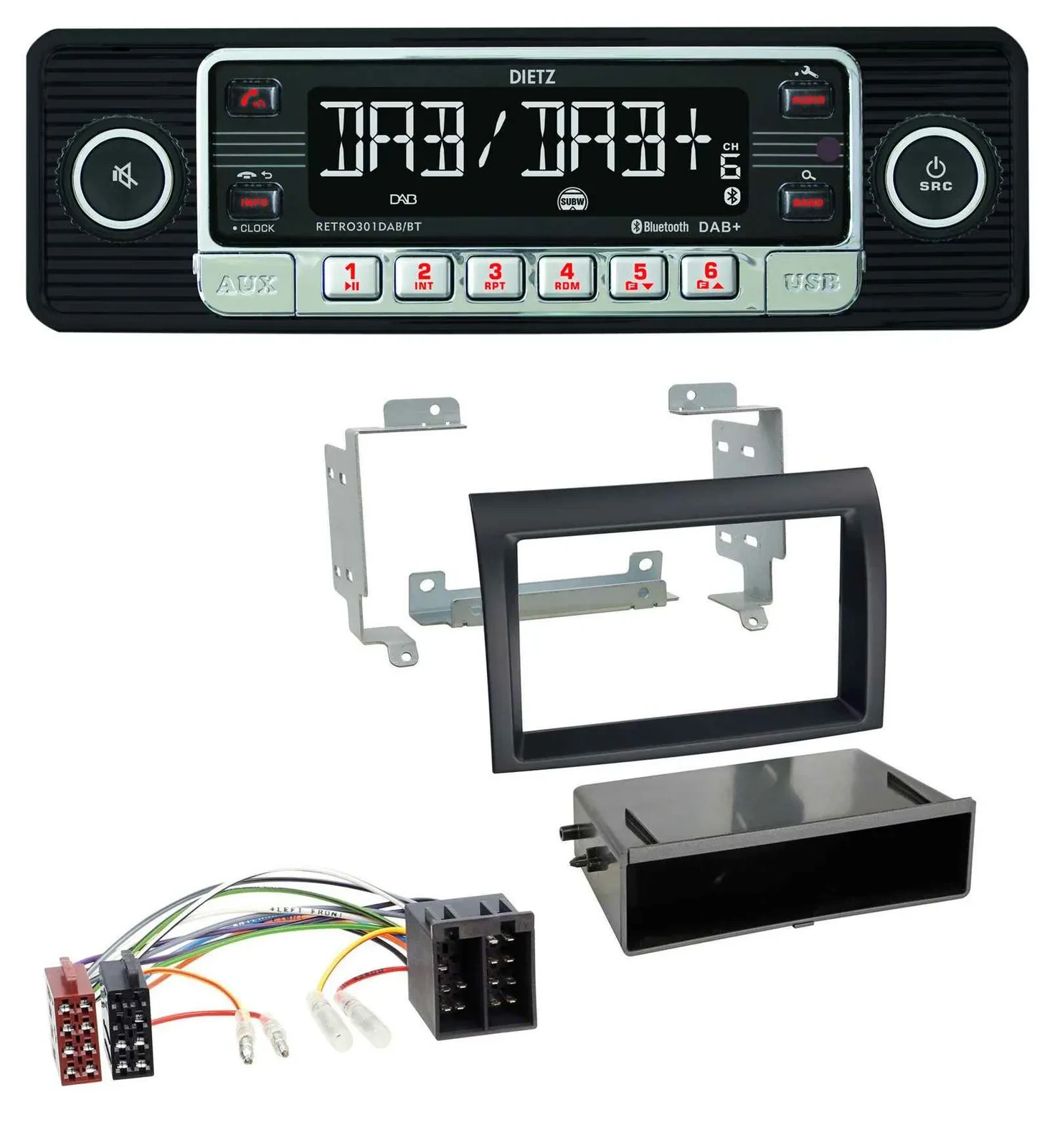 Dietz USB DAB MP3 Bluetooth Autoradio für Fiat Ducato (2006-2010) schwarz