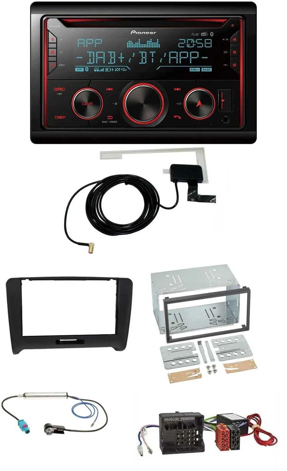 Pioneer 2DIN MP3 DAB USB CD Bluetooth Autoradio für Audi TT 06-14 Aktivsystem Qu