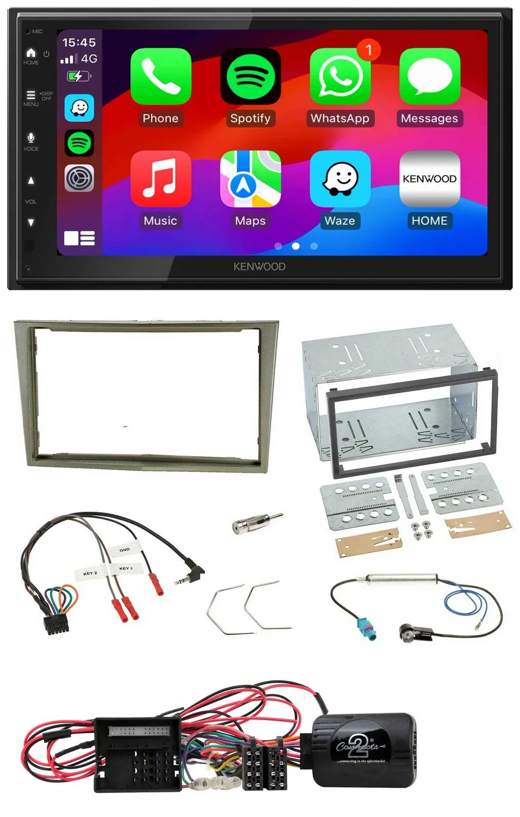 Kenwood Lenkrad USB DAB 2DIN Bluetooth Autoradio für Opel Corsa D satin-stone 09