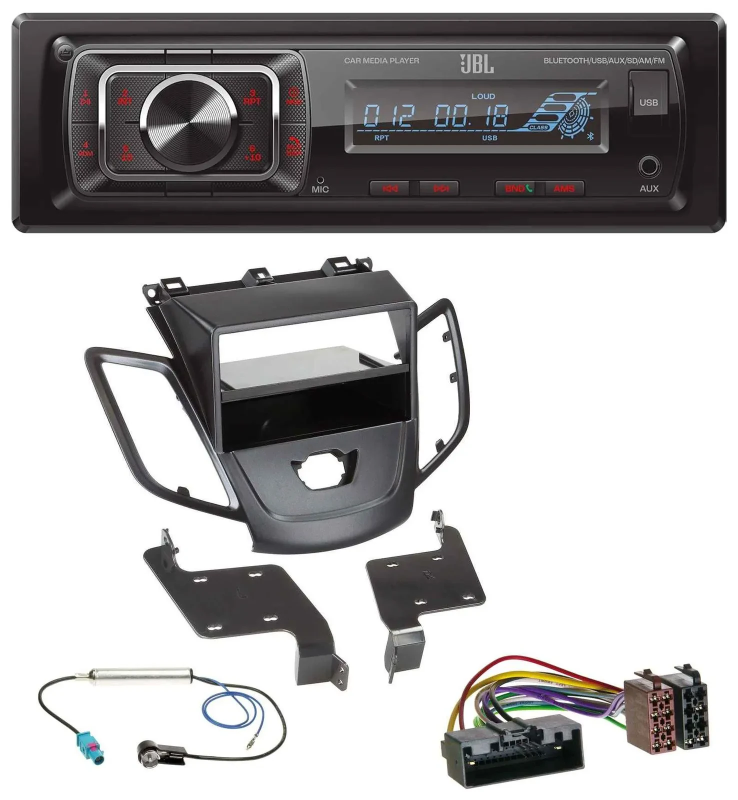 JBL SD AUX MP3 USB Bluetooth Autoradio für Ford Fiesta 10-17 JA8 ohne Display sc