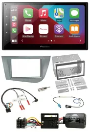 Pioneer USB Lenkrad DAB 2DIN Bluetooth Autoradio für Seat Leon 2005-2012 silber