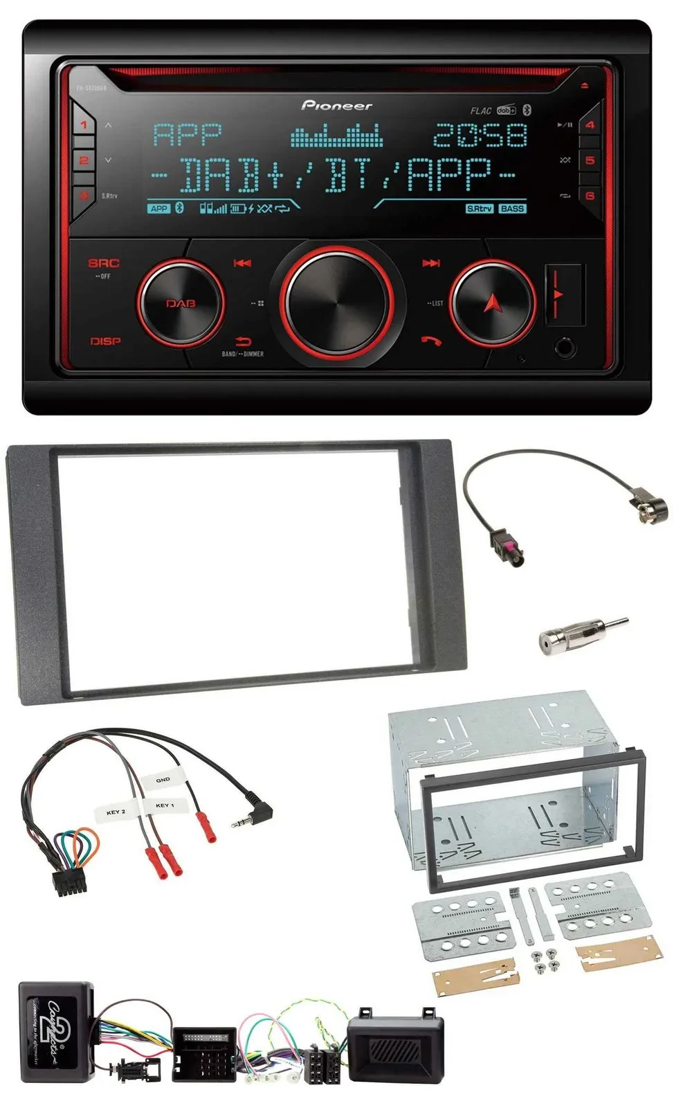 Автомагнитола Pioneer 2 DIN, DAB, Bluetooth, USB, CD, для Ford Kuga 2008–2012, антрацит