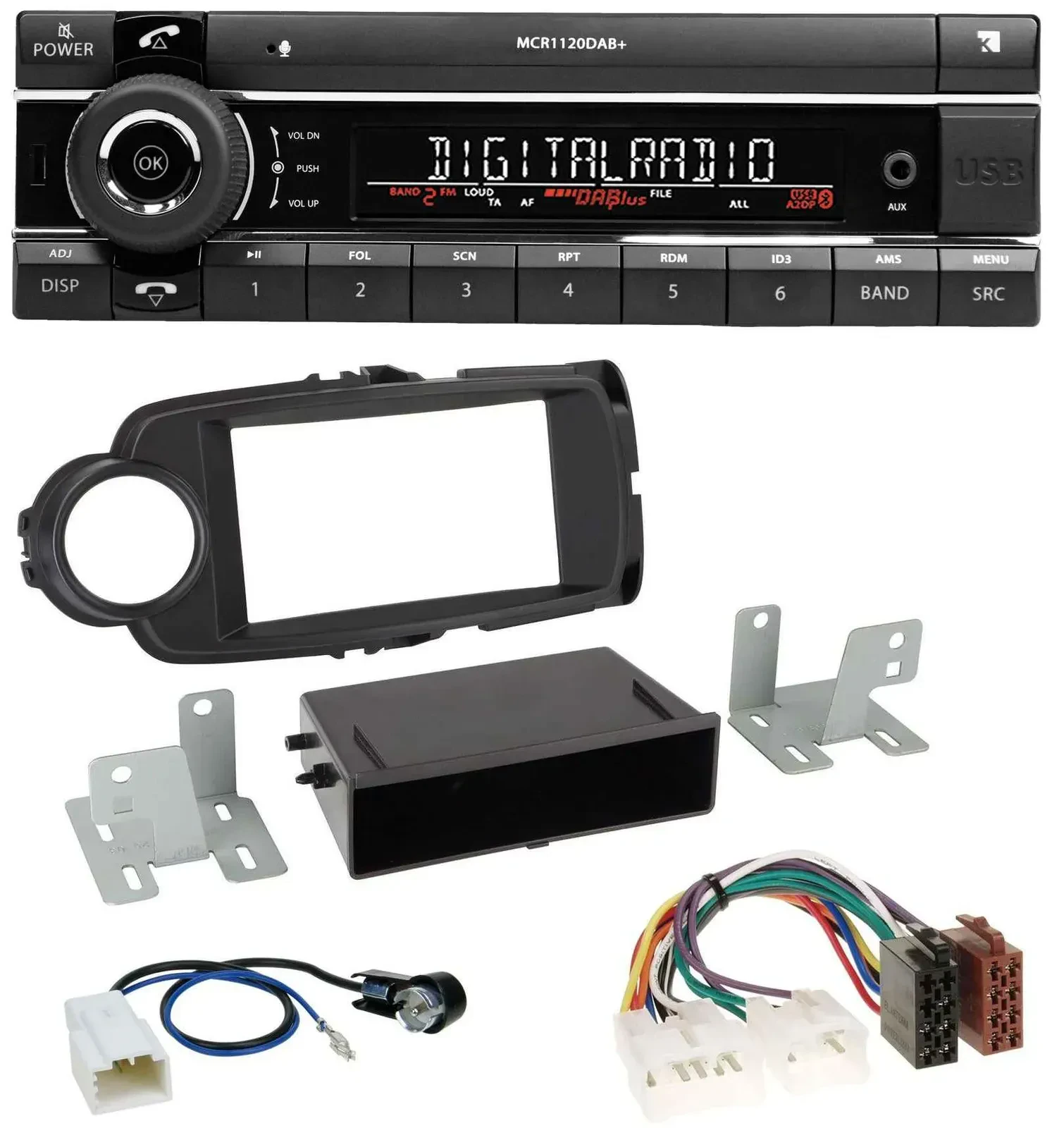 Kienzle Bluetooth MP3 USB DAB Autoradio für Toyota Yaris (11-14) - schwarz