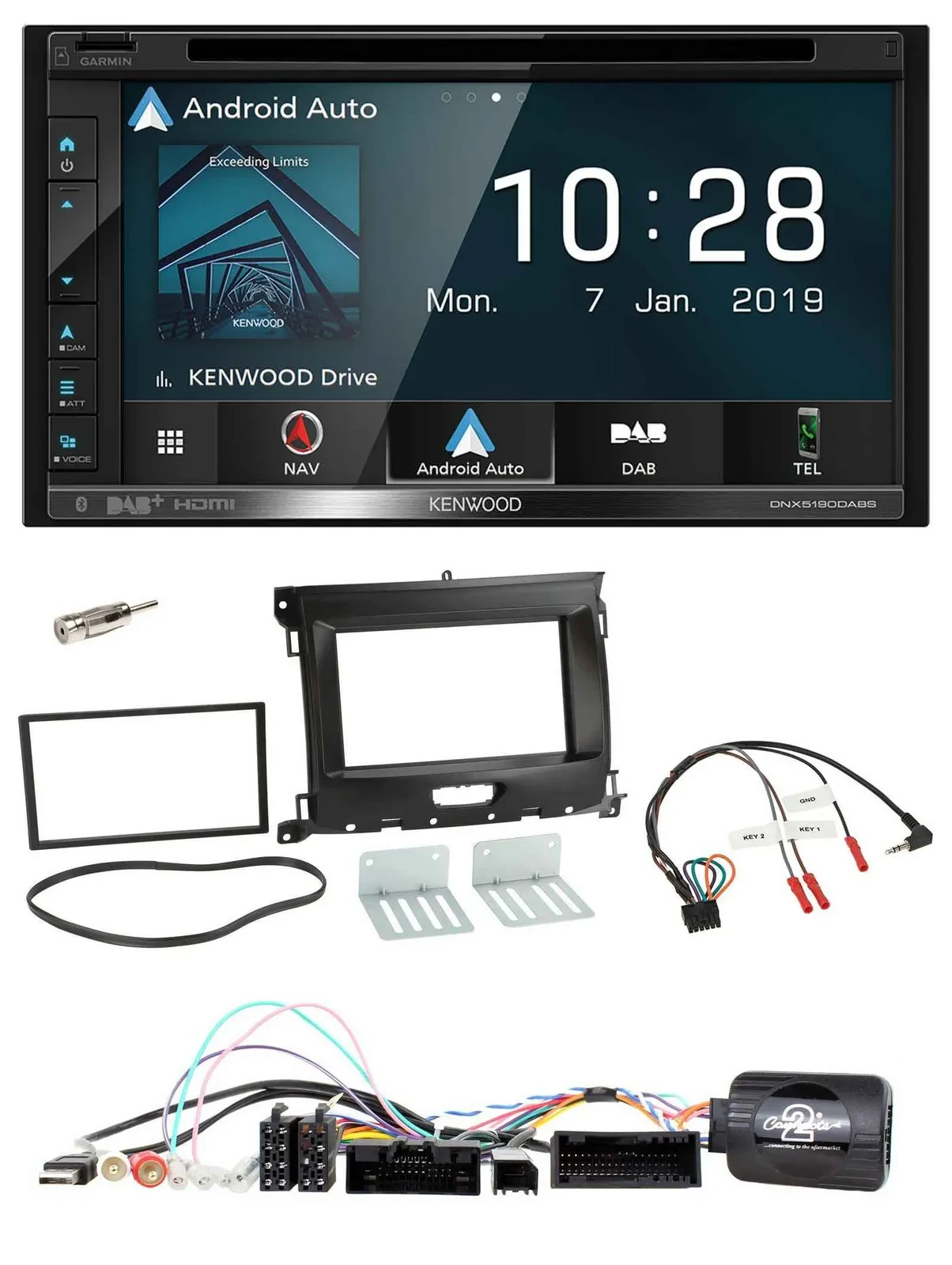 Kenwood DAB TMC USB 2DIN Lenkrad Bluetooth Navigation für Ford Ranger XL ab 02/2