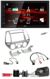 Автомагнитола JVC 2-DIN USB, Bluetooth, DAB для Hyundai i20 (2012–2014), ручной климат-контроль